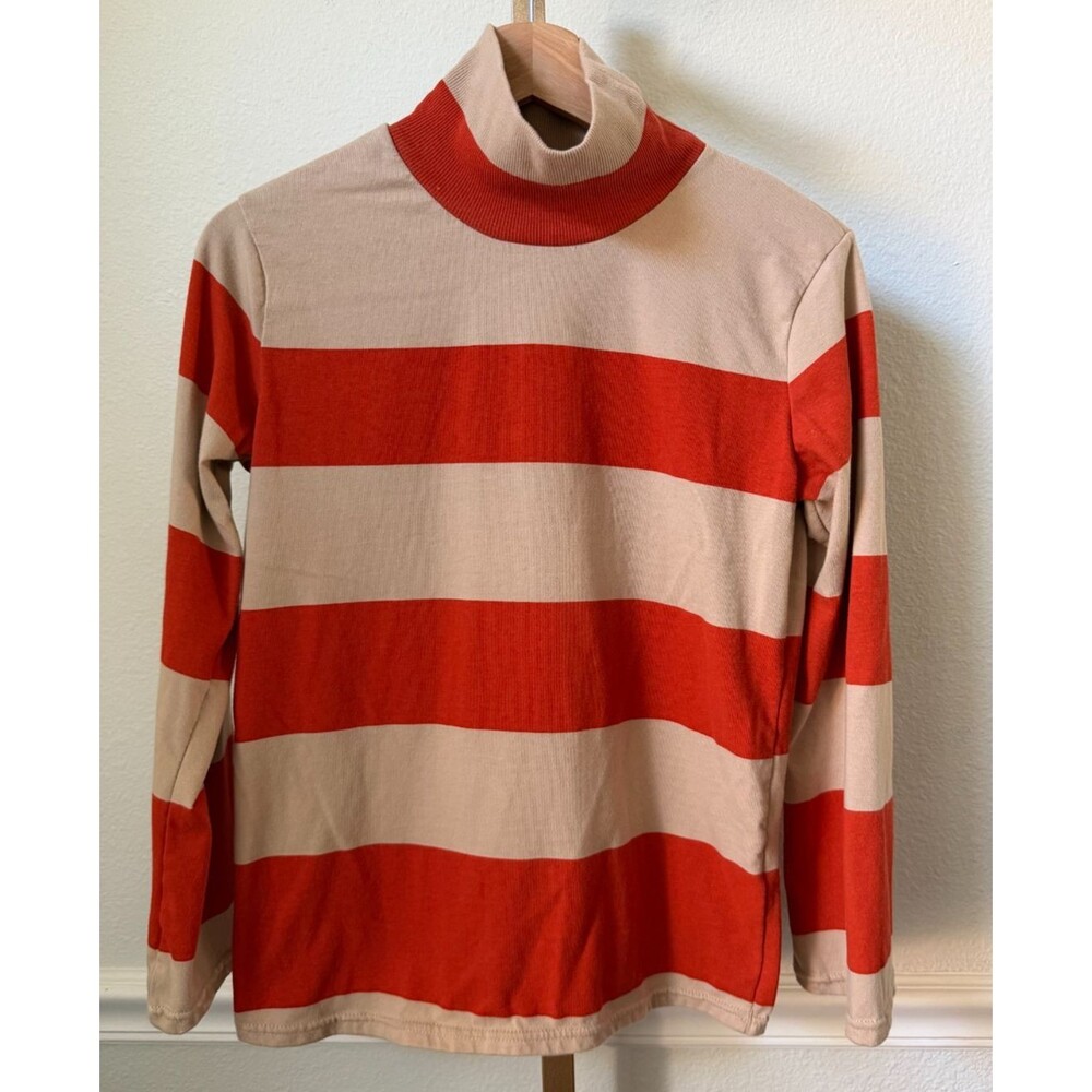 Disney Inside Out 2 Movie Anxiety Orange Beige Striped Turtleneck Costume SMALL